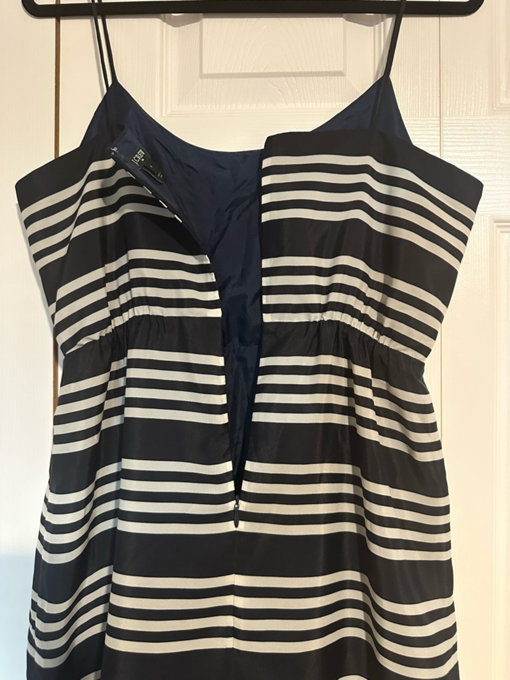 J Crew Navy & Cream Spaghetti Strap Dress - Picture 6 of 11
